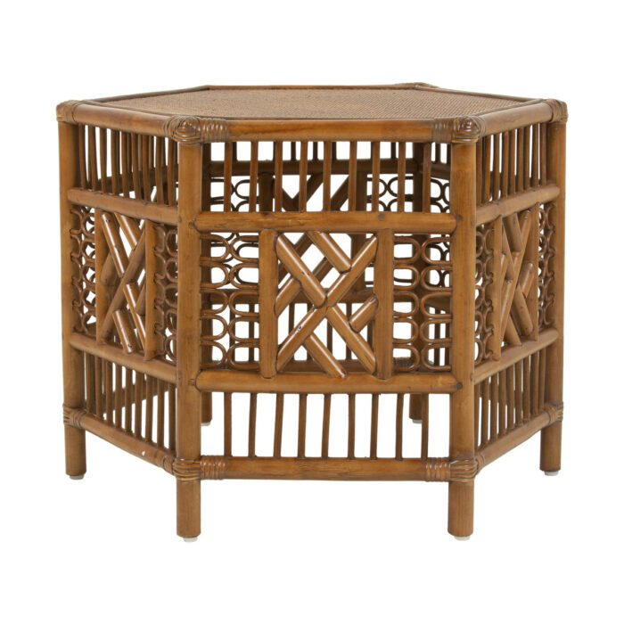 Octagon Accent Table, Antique Brown