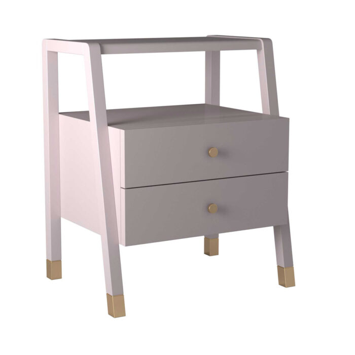 Madge 2 Drawer Side Table with Gold Accents