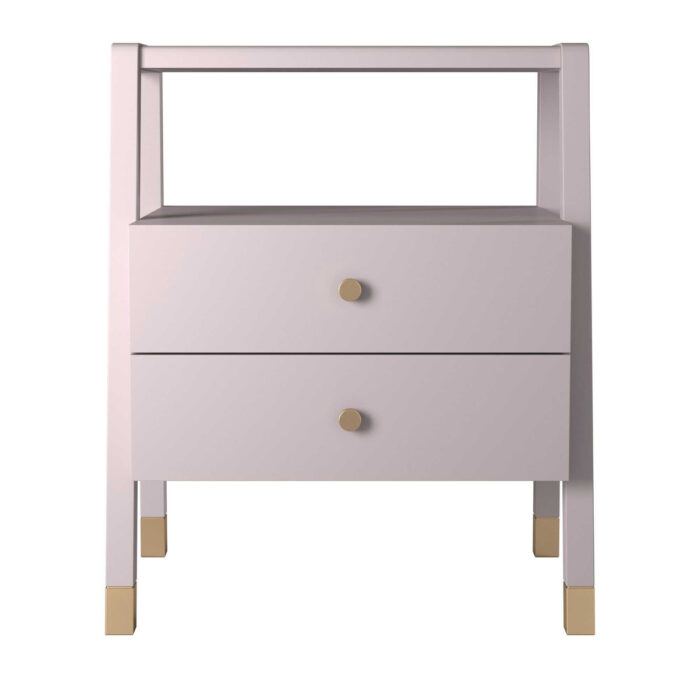 Madge 2 Drawer Side Table with Gold Accents - Image 4