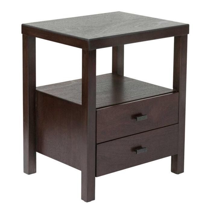 Hooper 2 Drawer Wooden Accent Side Table