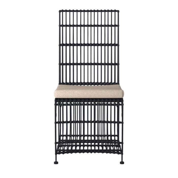 Marvel Dining Chair, Black Rattan & Iron - Image 4