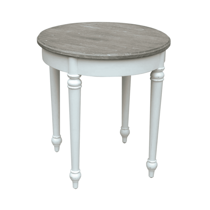 Provence Round Lamp Table - Wht/Rw+