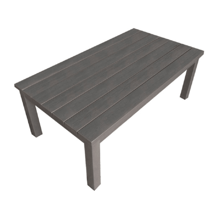 Aluminum Sling Conversation table w/ textured alum. wood look finish/strong