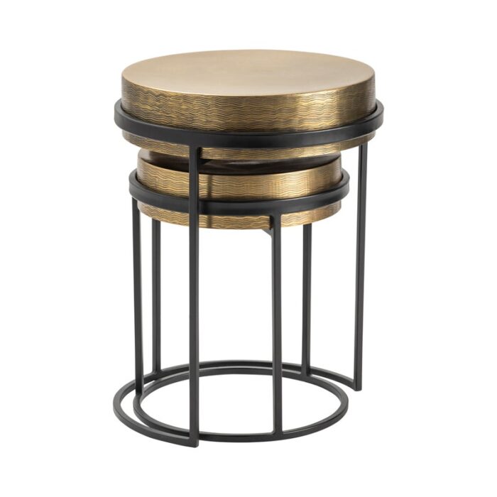 Hudson Textured Brass Nesting Tables - Image 2