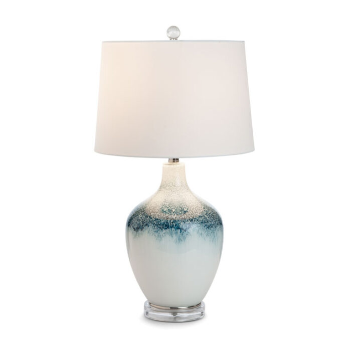 Coast 28.5”Glass Table Lamp, Blue/White