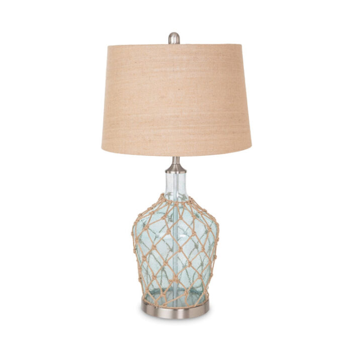 Cast 28″ Bubble Glass Coastal Table Lamp Rope/Burlap