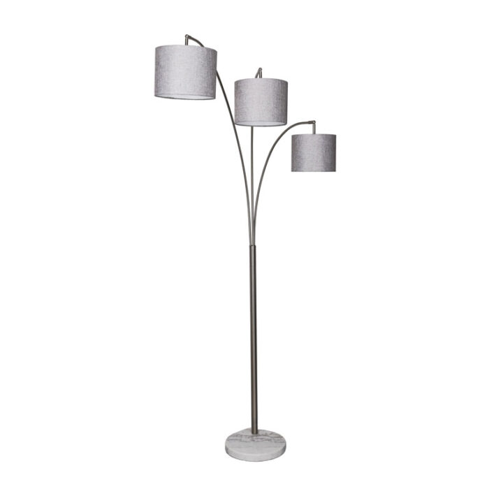 Brady 90” Stainless Steel Metal Twist Floor Lamp with Marble Base, Silver