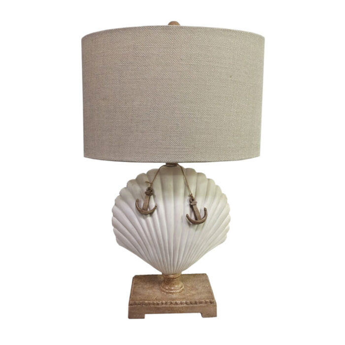 Clam Shell 28” Shell Coastal Table Lamp, White