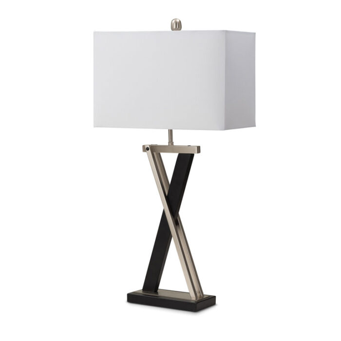 X28.5” X Shape Metal Table Lamp, Black/Silver