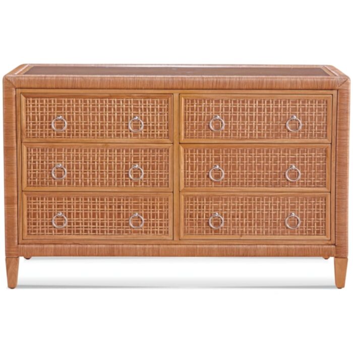 Naples Six Drawer Rattan Dresser