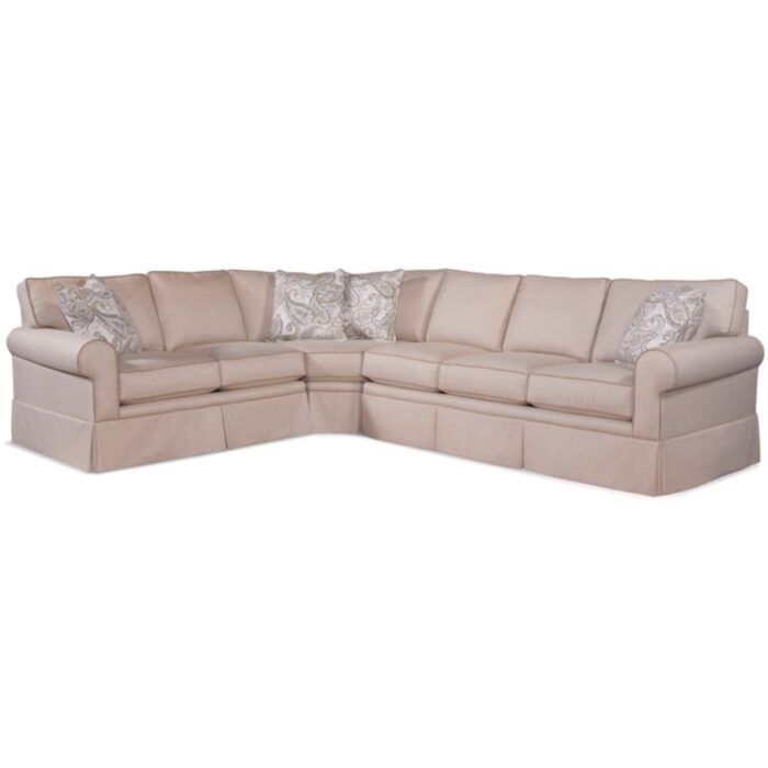 Transitional 3-Piece Sectional Sofa with Rolled Arms