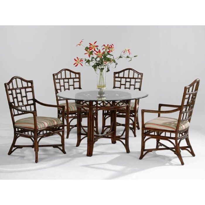 Chippendale 60" Round Glass Top Dining Table - Image 6